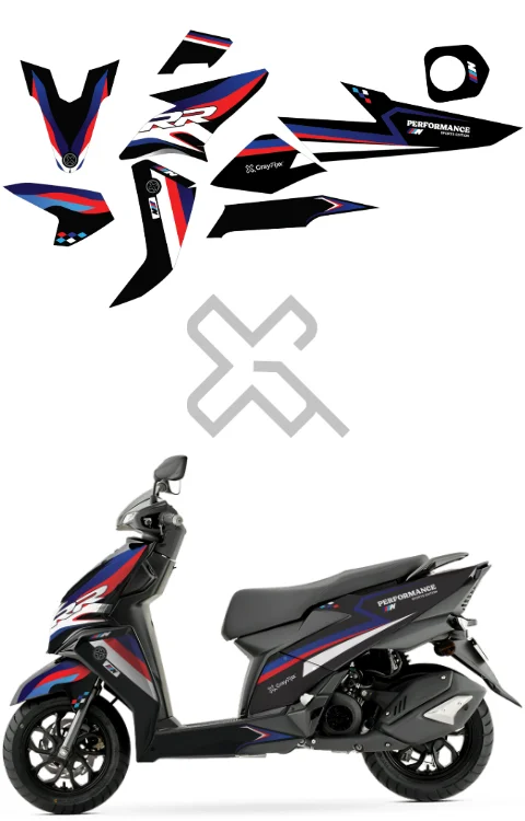 RR Edition Full Body Sticker Compatible with Ntorq 125 | Made In Premium Gloss Vinyl With FPF(Fade Protection Film), Water Proof, Precut Sticker, Pack Of 1 Compatible with Both Side